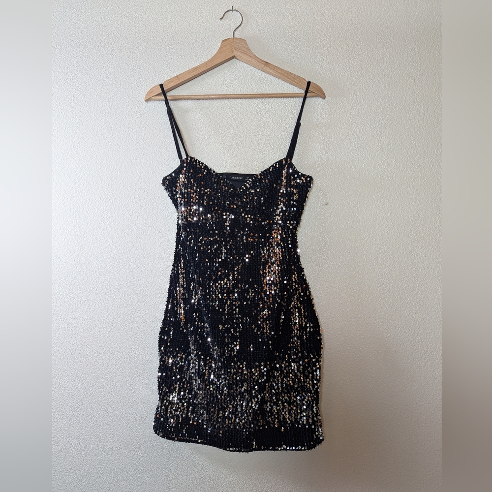Zara Basic Black And Silver Sequin Embellished Mi… - image 3